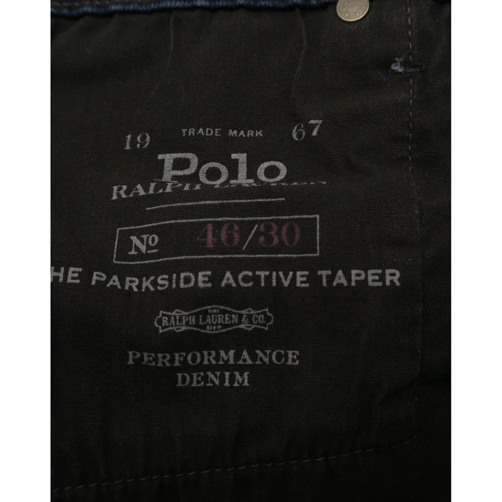 Polo Ralph Lauren Parkside Active Taper Jeans Men 46x30 Indigo Performance Denim